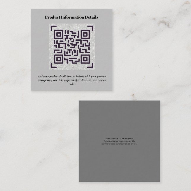 Carte D'accompagnement Code QR Détails de la garantie d'emballage du prod (Devant / Derrière)