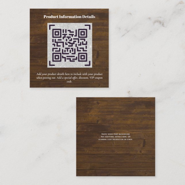 Carte D'accompagnement Code QR Détails de la garantie d'emballage du prod (Devant / Derrière)