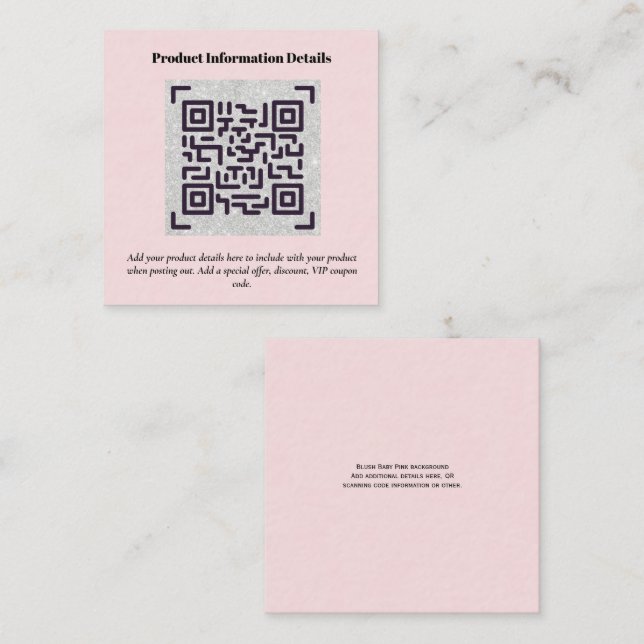 Carte D'accompagnement Code QR Détails de la garantie d'emballage du prod (Devant / Derrière)