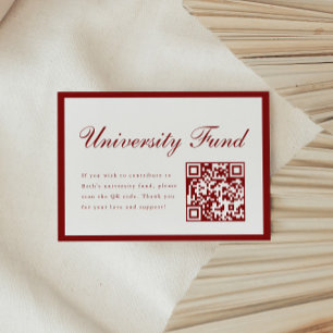 Carte D'accompagnement Code QR du fonds universitaire rouge vin classe de