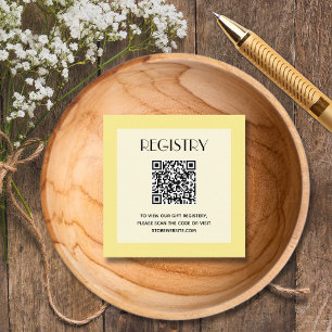 Carte D'accompagnement Code QR du registre de cadeaux de bébé jaune neutr