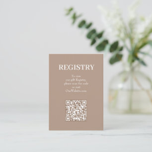 Carte D'accompagnement Code QR du registre de mariage Chic Tan