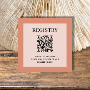 Carte D'accompagnement Code QR du registre de mariage corail