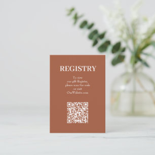 Carte D'accompagnement Code QR du registre de mariage en terre cuite chic