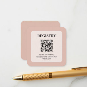 Carte D'accompagnement Code QR du registre de mariage rose poussiéreux