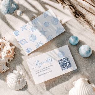 Carte D'accompagnement code QR du registre de mariage Seashell