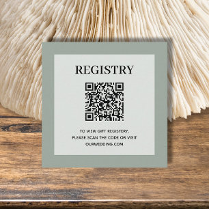 Carte D'accompagnement Code QR du registre de mariage Vert Sauge