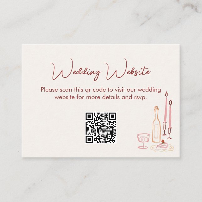 Carte D'accompagnement Code QR du site web de mariage (Devant)