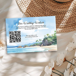 Carte D'accompagnement Code QR du site Web de mariage estival à l'aquarel