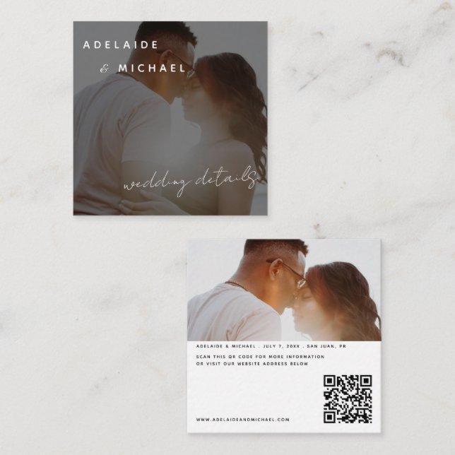 Carte D'accompagnement Code QR du site Web de mariage moderne Détails de  (Devant / Derrière)