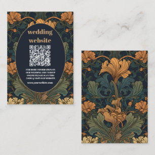 Carte D'accompagnement code qr Elégant Floral Art Nouveau Mariage