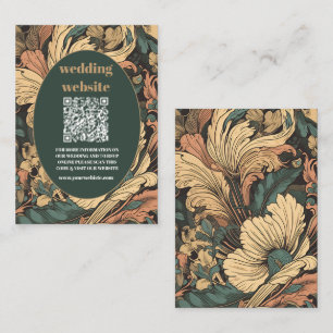 Carte D'accompagnement code QR Élégant Mariage Art Nouveau Floral