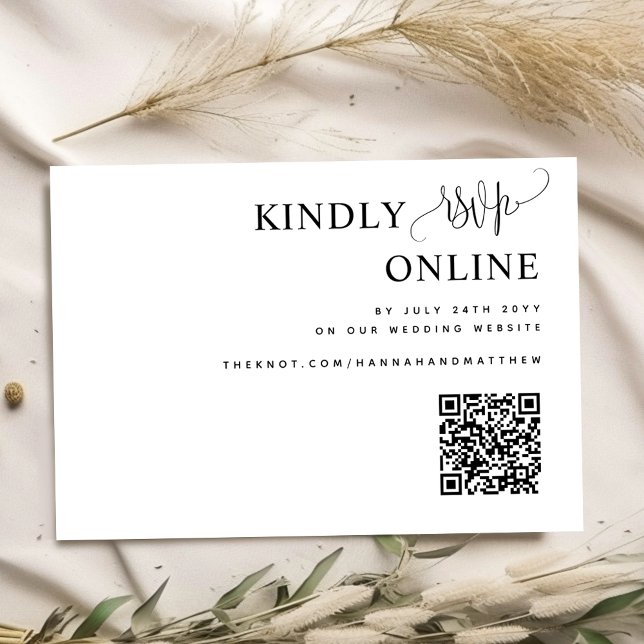 Carte D'accompagnement Code QR élégant Mariage RSVP en ligne, Script, Kra (Créateur téléchargé)