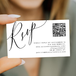 Carte D'accompagnement Code QR en ligne RSVP calligraphie mariage site we