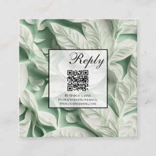 Carte D'accompagnement Code QR feuille blanc vert vintage