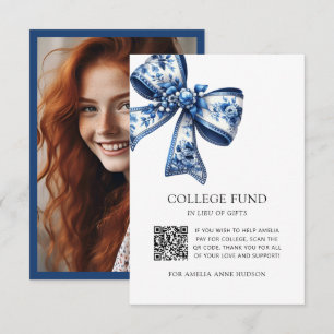 Carte D'accompagnement Code QR Fleurs Bleues Collégien Fonds de Ruban Flo