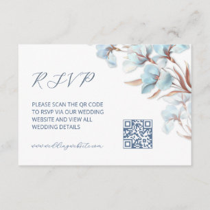 Carte D'accompagnement Code QR    Floral Turquoise