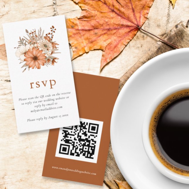 Carte D'accompagnement Code QR Florales d'Automne Mariage RSVP en ligne (Créateur téléchargé)