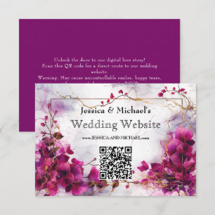 Carte D'accompagnement Code QR Fuchsia Enchantement : Aquarelle