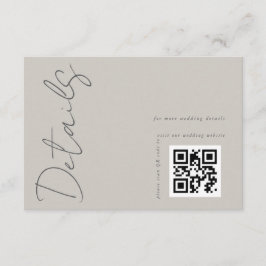Carte D'accompagnement Code QR gris clair moderne Détails du Mariage