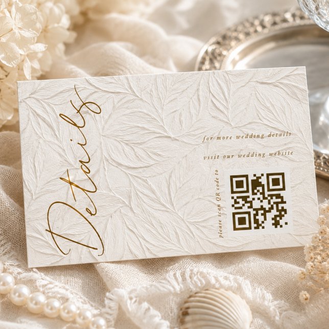 Carte D'accompagnement Code QR ivoire Détails de mariage (Créateur téléchargé)