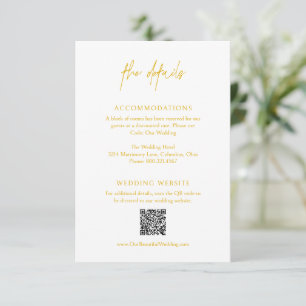 Carte D'accompagnement Code QR jaune classique Mariage élégant