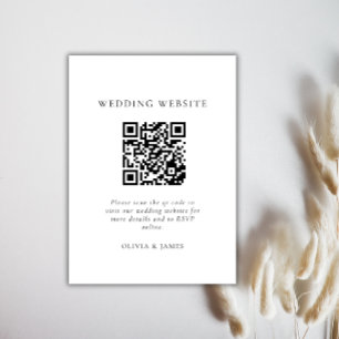 Carte D'accompagnement Code QR Mariage Chic Minimal Noir et Blanc