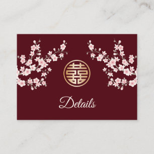 Carte D'accompagnement Code QR   Mariage chinois Dusty - Détails roses
