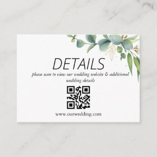Carte D'accompagnement Code QR Mariage Eucalyptus Rustic Greenery