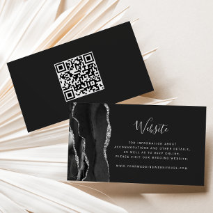 Carte D'accompagnement Code QR Mariage foncé de l'âge d'argent noir budge