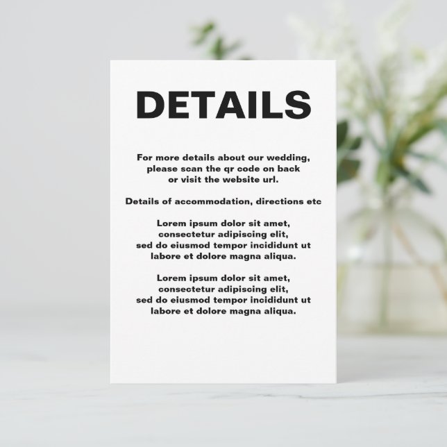 Carte D'accompagnement Code QR Mariage simple (Debout devant)