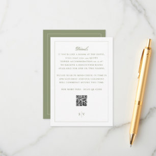 Carte D'accompagnement Code QR Mariage Vert Mousse Formel