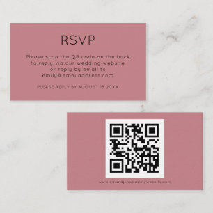 Carte D'accompagnement Code QR minimaliste Mariage Rose Dusty RSVP