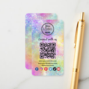 Carte D'accompagnement Code QR moderne Connectez-vous avec nous Holo Opal