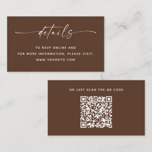 Carte D'accompagnement Code QR Moderne Mariage Détails Marron Chocolat