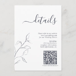 Carte D'accompagnement Code QR moderne Marine Blue Mariage Détails
