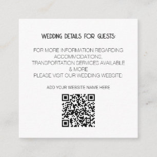 Carte D'accompagnement Code QR Noir Blanc Mariage Moderne Minimaliste Dét
