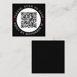 Carte D'accompagnement Code QR noir blanc RSVP bordure coeur rouge mariag