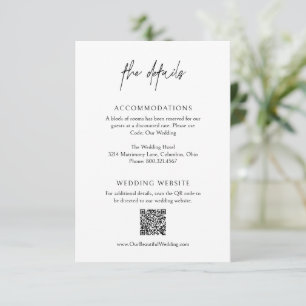Carte D'accompagnement Code QR noir et blanc classique Mariage élégant