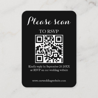 Carte D'accompagnement Code QR noir simple moderne et Mariage RSVP