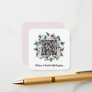 Carte D'accompagnement Code QR personnalisé Magnolia Flower Frame Cadeau