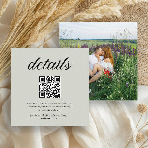 Carte D'accompagnement Code QR photo du site Web RSVP vert sauge