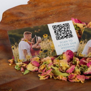 Carte D'accompagnement Code QR & Photo Mariage Site Web Détails Dove Bleu