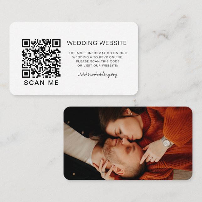 Carte D'accompagnement Code QR répondre au site web du mariage Photo (Devant / Derrière)