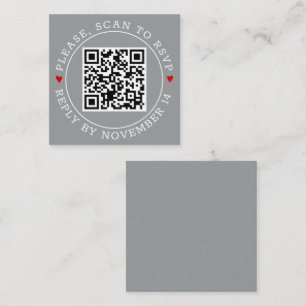 Carte D'accompagnement Code QR RSVP bordure moderne gris mariage