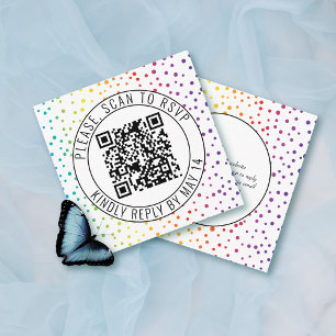 Carte D'accompagnement Code QR RSVP, confetti gay lesbienne mariage Enclo