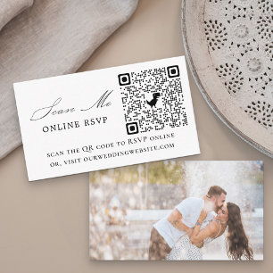 Carte D'accompagnement Code QR RSVP en ligne Photo Mariage Blanc