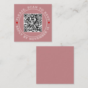 Carte D'accompagnement Code QR RSVP frontière et coeurs poussiéreux maria