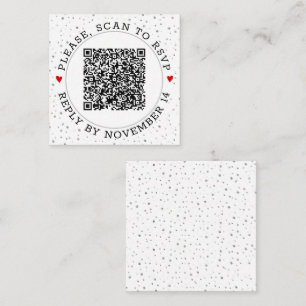 Carte D'accompagnement Code QR RSVP frontière grise et confetti argenté
