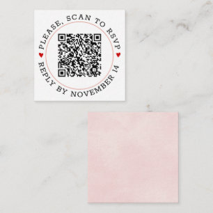 Carte D'accompagnement Code QR RSVP frontière rose clair et mariage de co